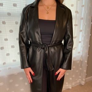 Faux Leather Trench Coat 🧥